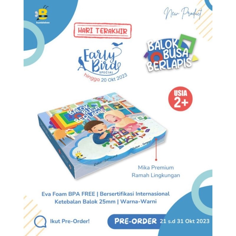 Balok Busa Berlapis - Humblebee (Tangram Berlapis 3D, Susun-Sambung-Tempel-Rakit)