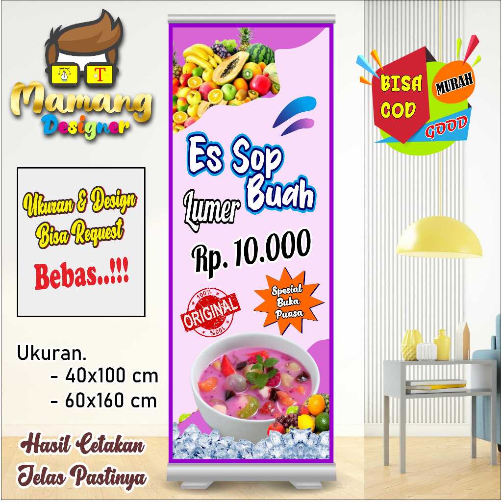 Cetak Spanduk Banner Custom Sop Buah Atau Es Buah Segar bb
