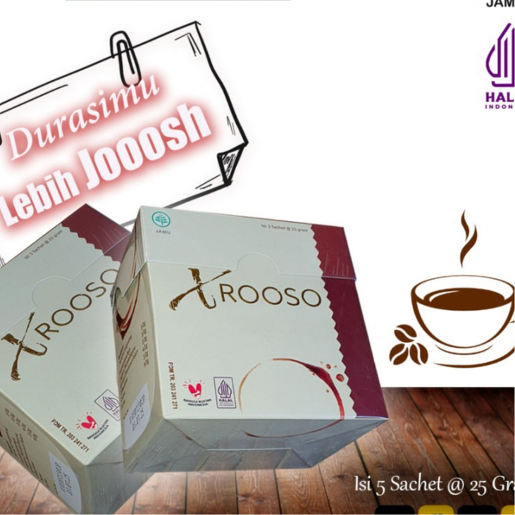 

Kopi XRooso Kopi Herbal 1 BOX ISI 5 SACHET ORIGINAL 100%.