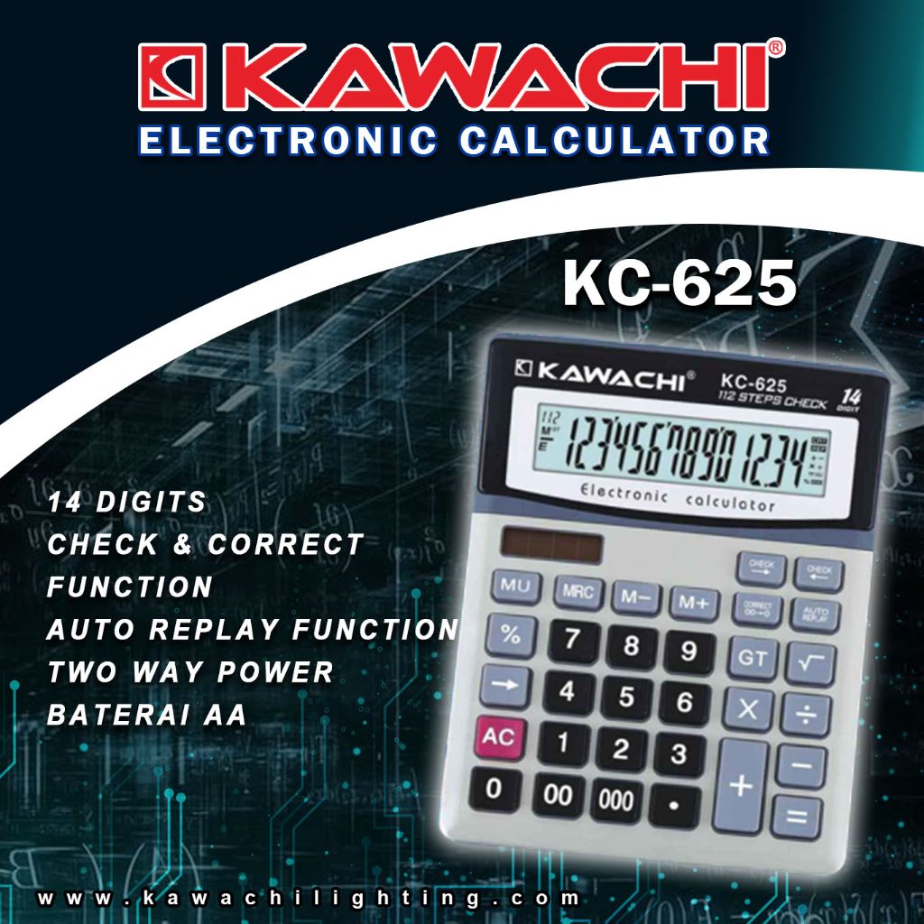 

Kawachi Kalkulator 14 Digits Check Correct/ Kc-625