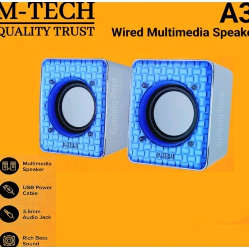 M-Tech Speaker Laptop/Pc HP Usb Jack Aux A3