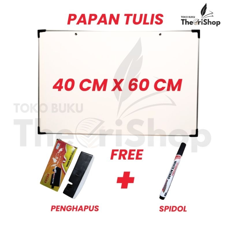 

Papan White Board/Papan Tulis Belajar 40 X 60 FREE Spidol Dan Penghapus/Belakang Bisa Menulis Kapur