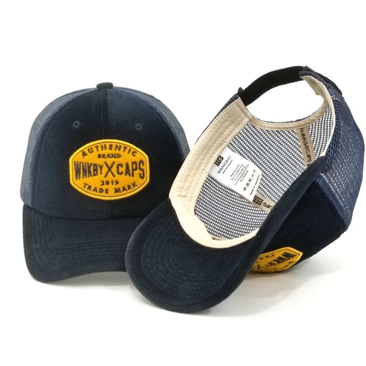 Wankbay topi distro Trucker Corduroy Blueberry