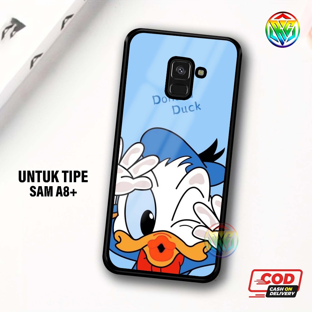 Real Case Samsung A8+ Terbaru Case kilau - New Case Glossy casing Hp Samsung A8+  [Motif DONALD] - H