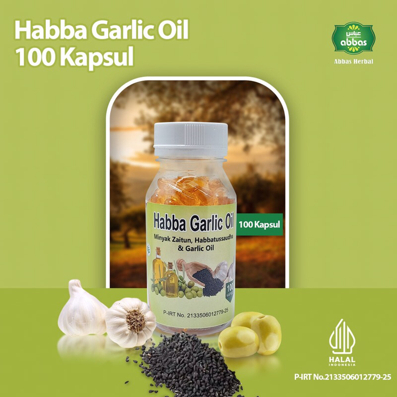 BakulHerbal Habba Garlic Oil Minyak Bawang Putih 100 Kapsul Habbatussauda Zaitun untuk Kolesterol Da
