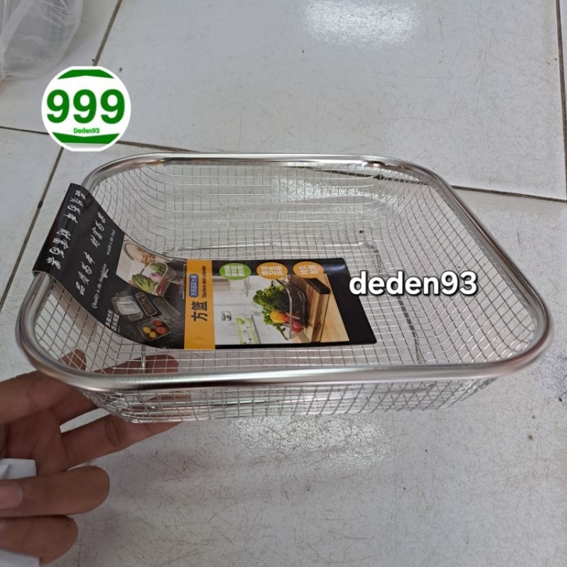 Keranjang Saring Tinggi Peniris Minyak Kotak Stainless Steel 24×24 Cm • Tirisan Minyak Kotak 24×24cm