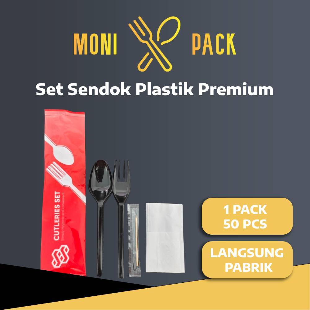 Sendok Plastik Set Murah | Set Sendok Plastik Hitam Premium Steril & Higienis