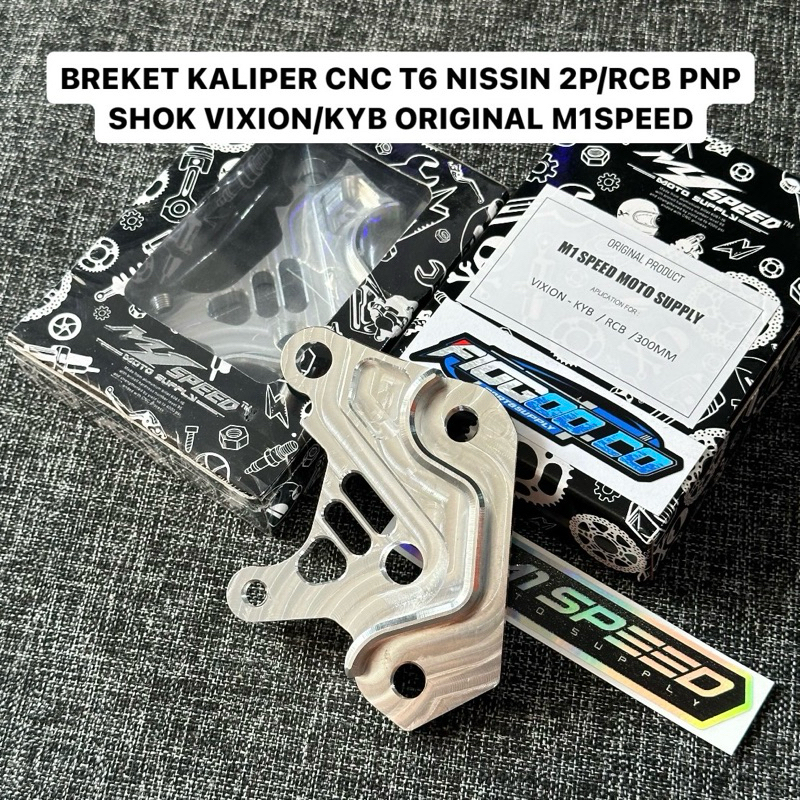 BREKET KALIPER CNC T6 KALIPER 2P / PNP SHOK KYB / VIXION DISK 300MM M1SPEEDB TEKET KALIPER 2P BREKET