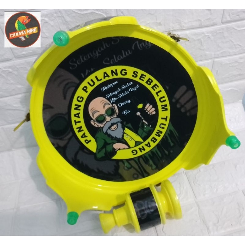 Tebok sangkar burung Lovebird PVC motif orangtua