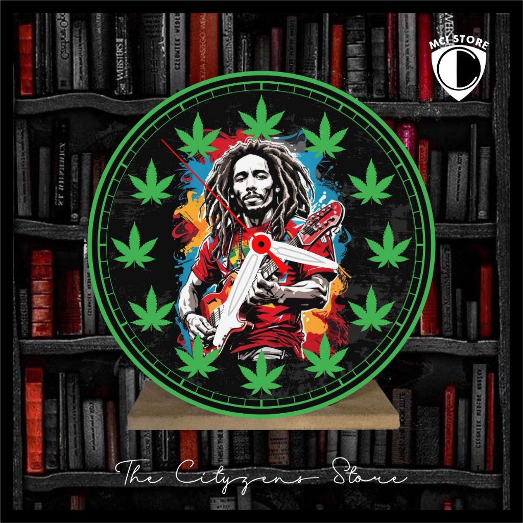 Jam Meja Kayu Custom Bob Marley 1