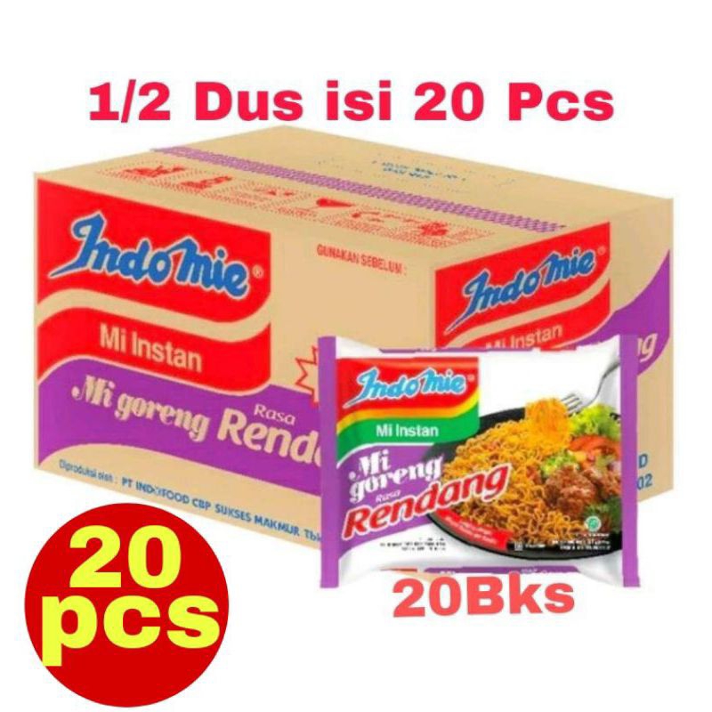 

INDOMIE/INDOFOOD MIE GORENG RASA RENDANG 91 GRAM 1/2 DUS / 20 PCS