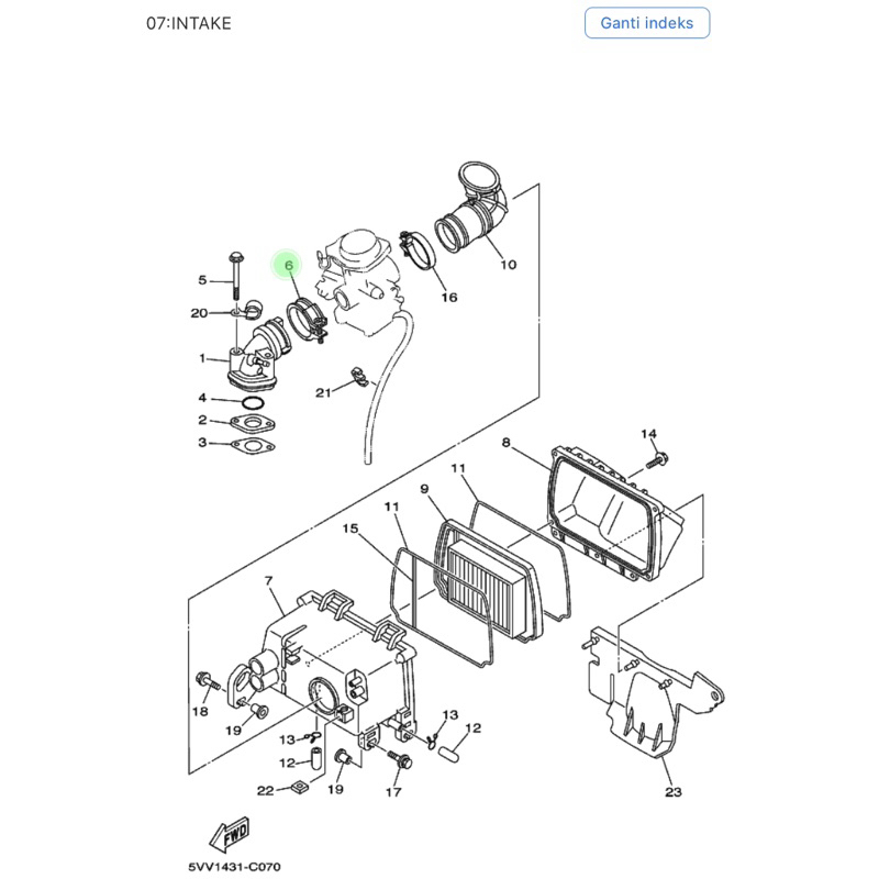 clamp intake manifold karbu yamaha mio / klem karburator (original parts)