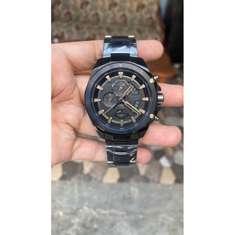 Jam Tangan Pria Alexandre Christie 6651MC Original BlackGold