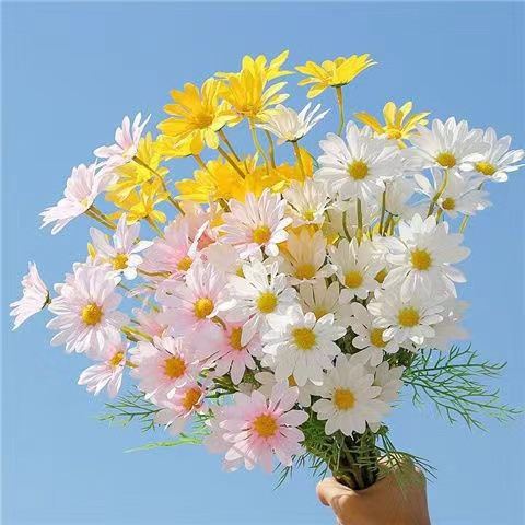 5 Kuntum Aster 5 cm Tinggi 52 cm Kain Daisy Artificial Flower Bunga Palsu Dekorasi Dekor Hias Hiasan