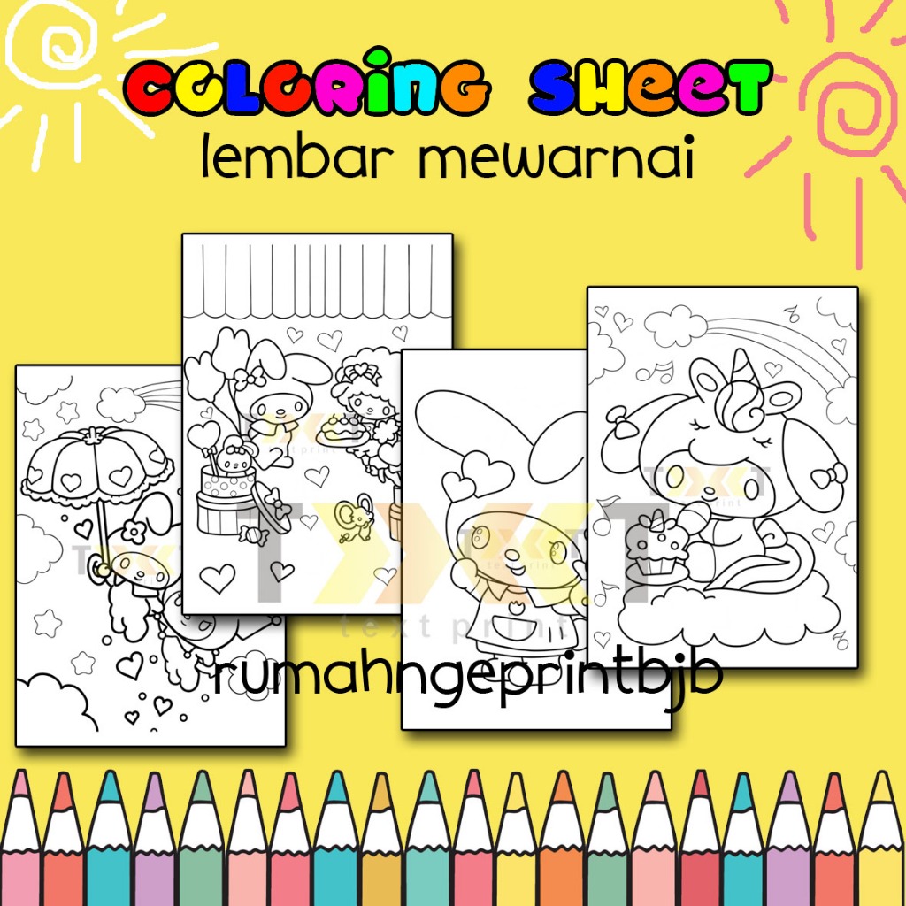 

Kertas Gambar Mewarnai A4 A3 TEMA MELODY - (Coloring Sheet) Anak usia PAUD TK SD