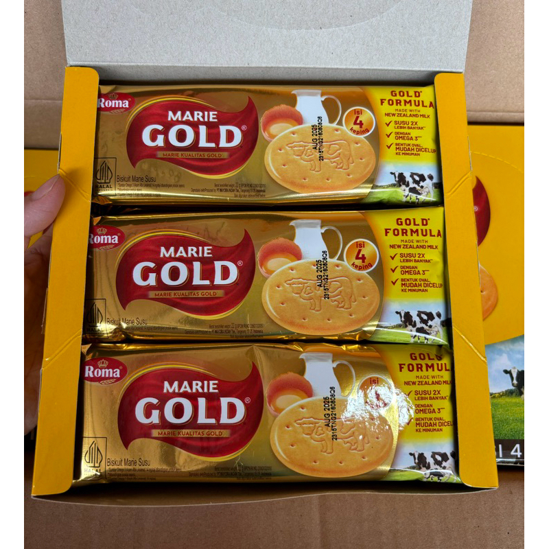 

agen distributor makanan ringan cemilan snack wafer biskuit roma marie gold new zealand milk box sachet pack murah