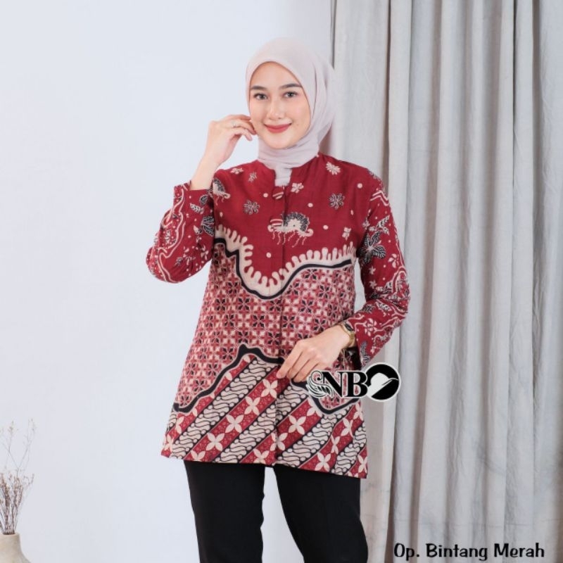 BAJU BATIK WANITA LENGAN PANJANG Genes Monalisa M, L, XL, XXL by Berkah  Shop 1