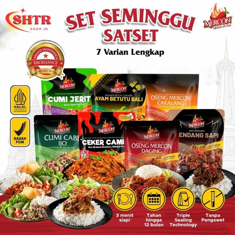 

MERCON MERAH PUTIH - Oseng Merecon Daging/Cakalang/Cumi Jerit/Cabe Ijo/Ayam Betutu/Rendang Sapi