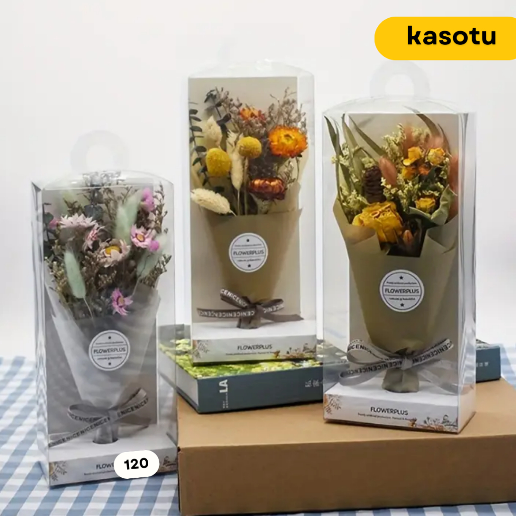Buket Bouquet Bunga Mawar Tulip Kering Palsu Hias Hiasan Kado Artificial Box Ruang Tamu Wisuda Cewek