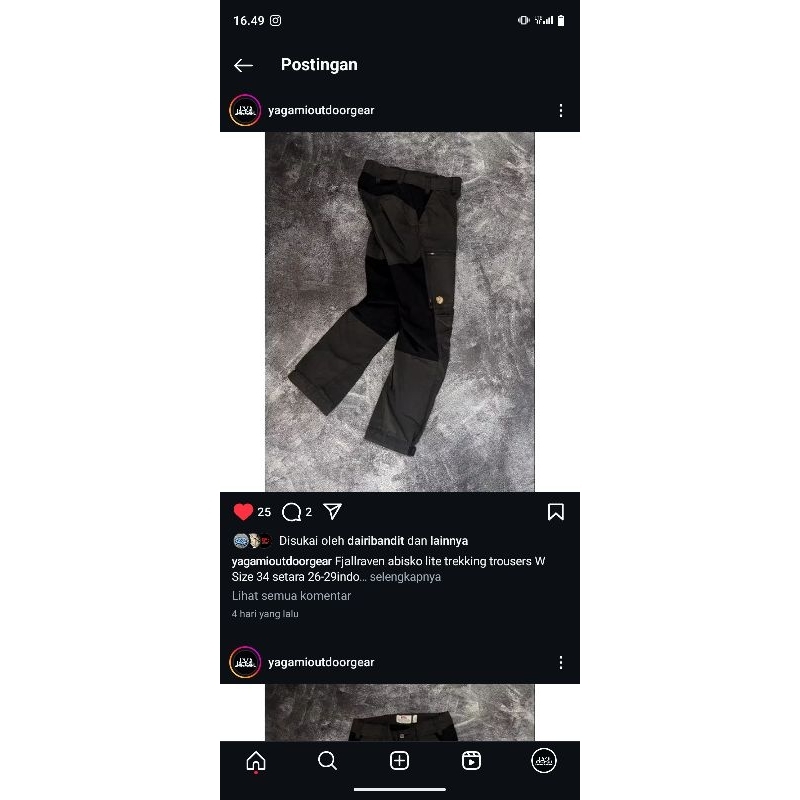 celana fjallraven abisko lite trekking trousers W