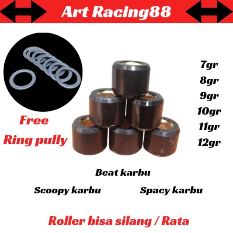 Roller 1set (6pcs) ART RACING Beat Karbu/Scoopy Karbu/Spacy Karbu | CVT |