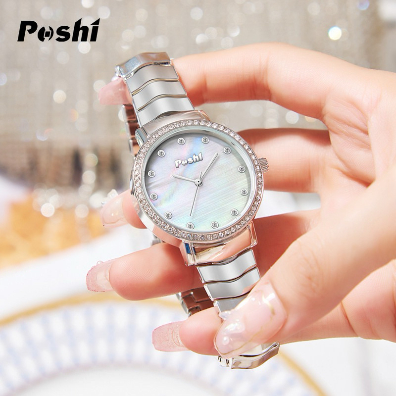 Poshi Jam Tangan Wanita Anti Air Original Korean Kasual Tali Alloy bisnis fashion jam tangan 2024
