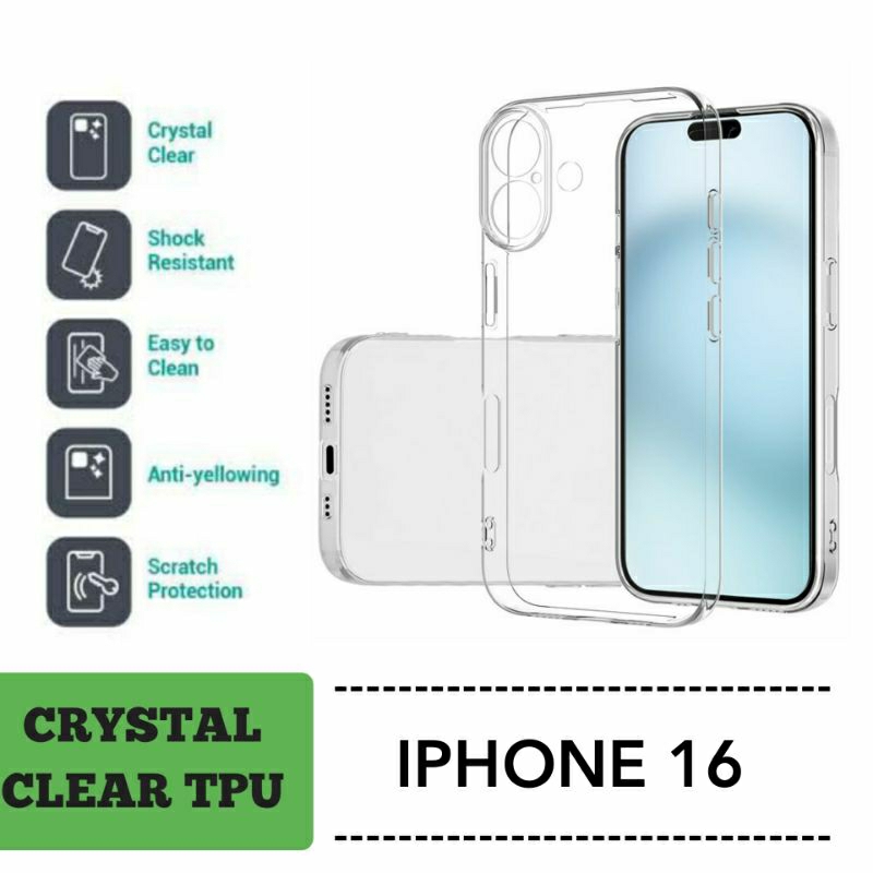 Case Iphone 16 Crytal Clear Liquid 2.00mm TPU Sofcase Transparan Casing Silikon