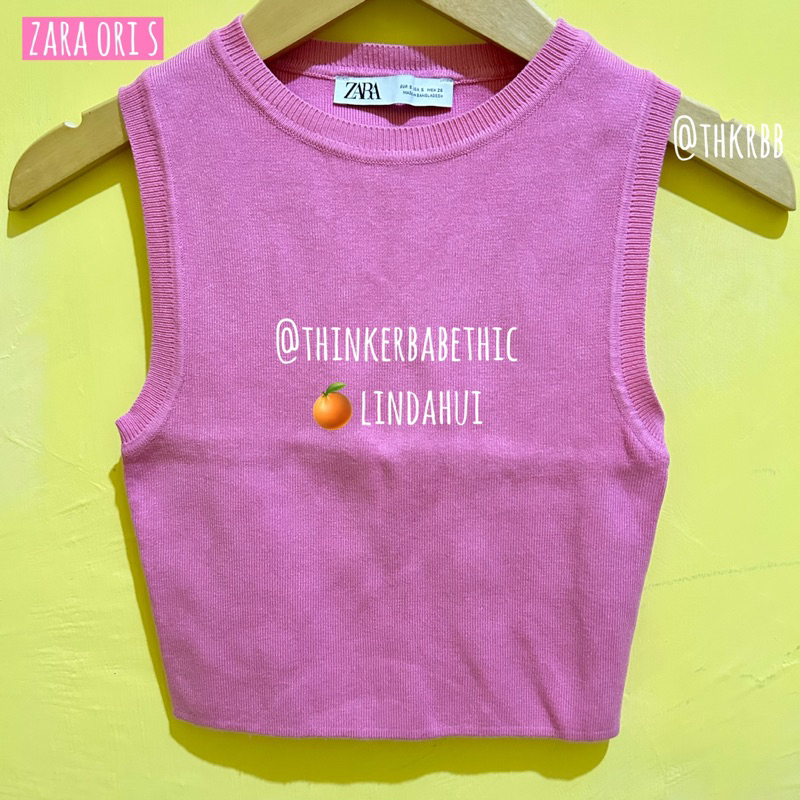 zara knit zara vest zara rompi zara crop pink