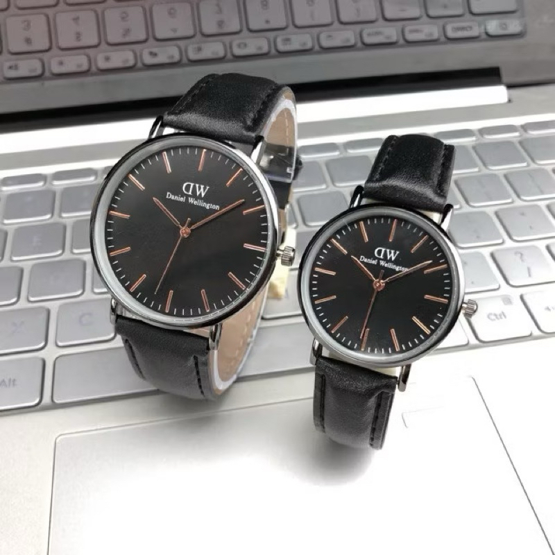 Jam Tangan Couple Kulit Pria Wanita , Jam Polos Fashion Murah , Jam Tangan Wanita korean Style