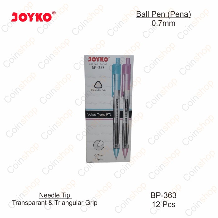 

Joyko BP-363 Ball Pen Pulpen Pena Cetek Vokus Trans PTL 0.7mm Per Lusin