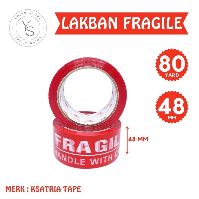 

Lakban Fragile Merah KSATRIA Tape 48mm*80yr