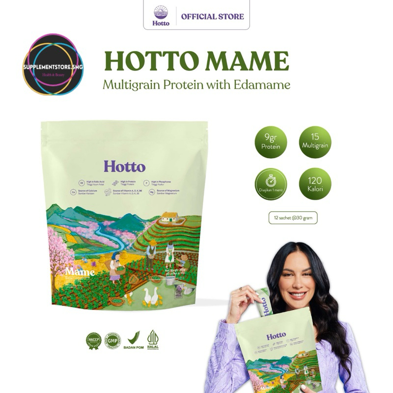 

(Bisa Gosend) HOTTO MAME 1 Pouch 12 Sachet Hotto Purto Superfood Whey Protein Multigrain Hotto Edamame Meal Replacement Pengganti Sarapan GERD HALAL BPOM