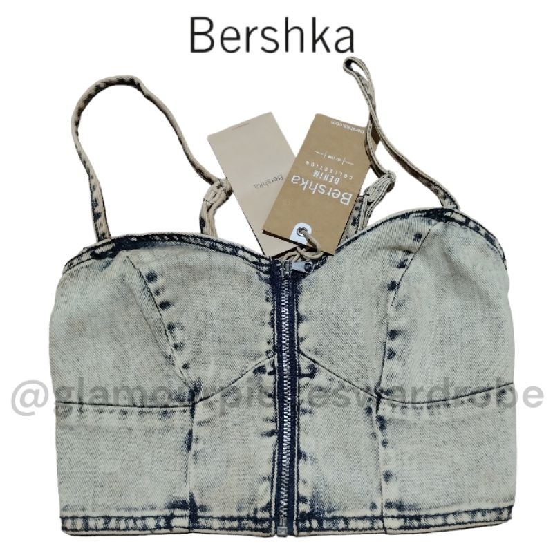 New Bershka Bustier Denim Crop Top