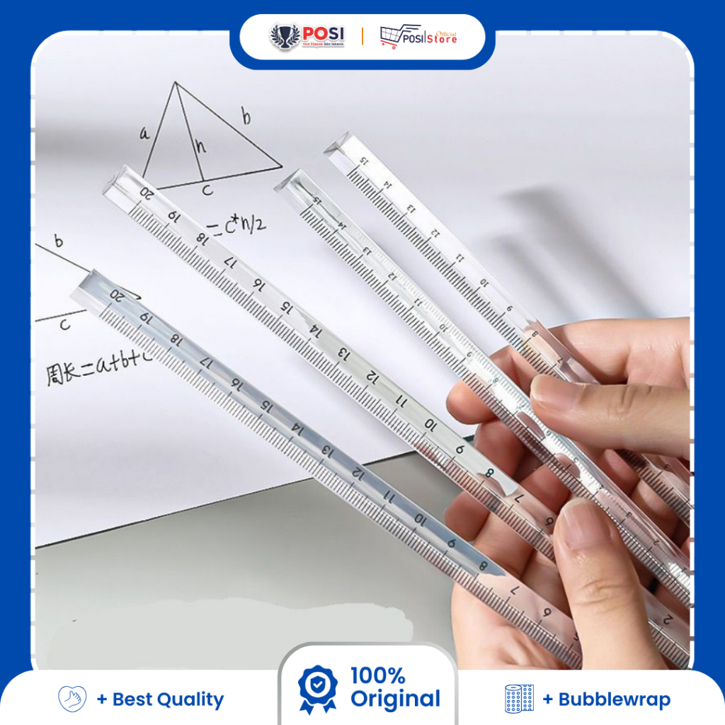 

Penggaris Prisma Kristal Triangel Shape Bentuk Segitiga Transparan 15 & 20 CM