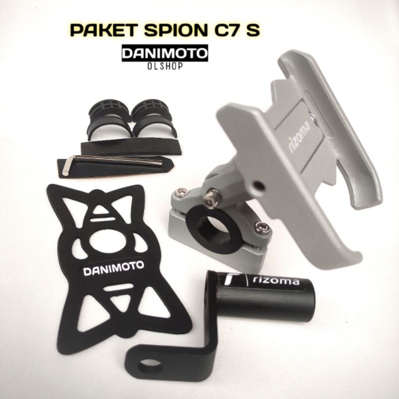 Phone Holder HP Motor Rizo C7 Bahan Aluminium Spion Stang Vario Beat Nmax PCX ADV Scoopy Genio Aerox