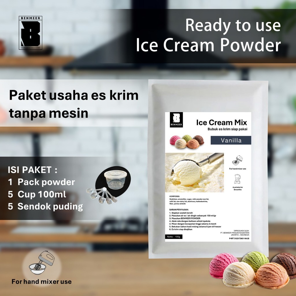 

Paket usaha Ice Cream rumahan - Powder Ice Cream Manual Vanilla, Strawberry, Coffee Latte, Chocolate