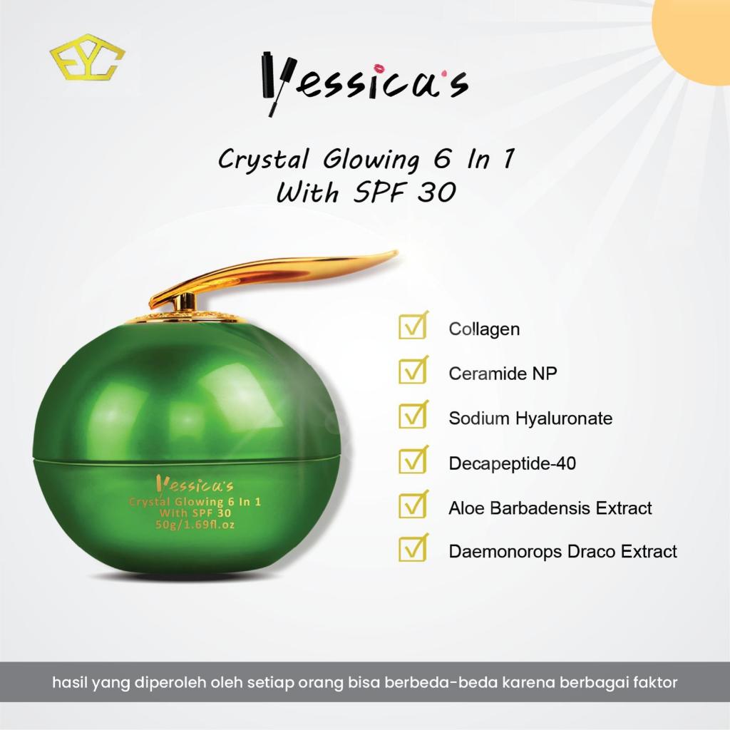 Yessica's 6IN1 Crystal Glowing Cream With SPF 30 - Collagen, Ceramide, Aloe Extract, Sodium DNA, Nia