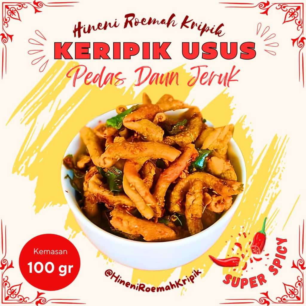 

Kripik Usus Sambal Pedas Daun Jeruk 100 gram