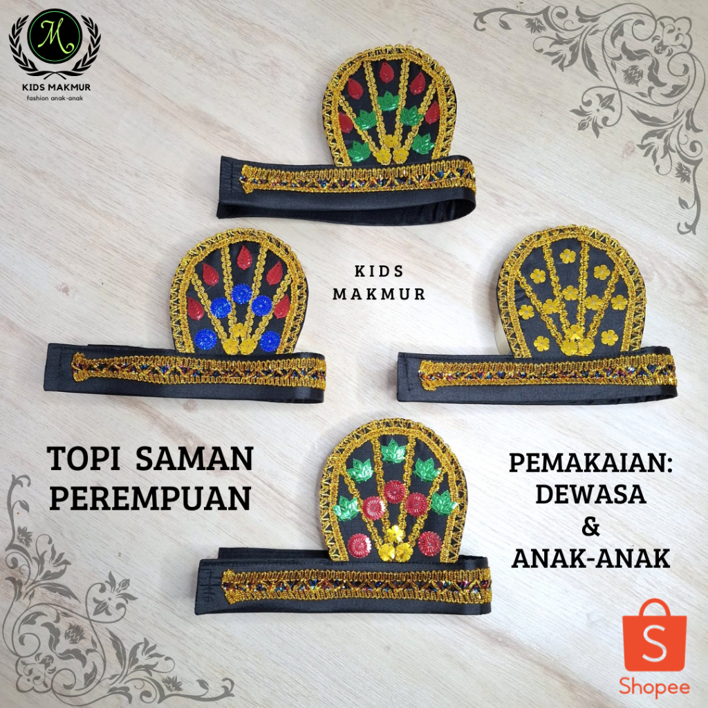 UM1 Topi TARI SAMAN ACEH perempuan topi saman topi adat aceh bungong jeumpa asesoris kepala tari