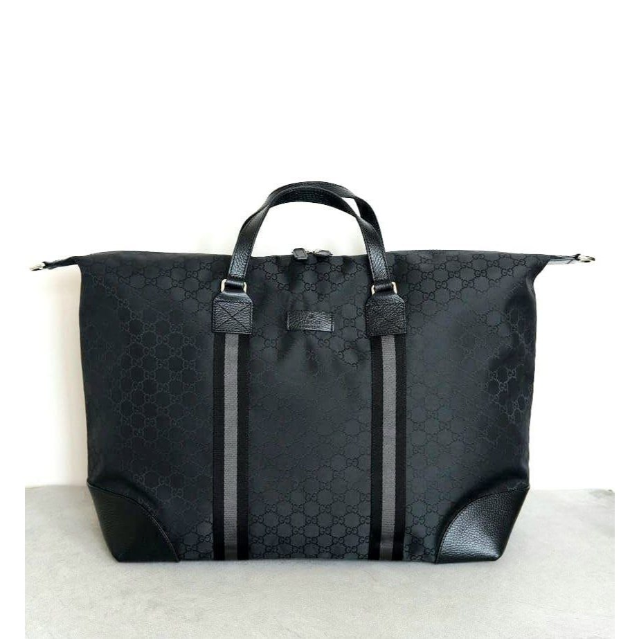 Tas Wanita Guc GG Supreme Nylon Travel Duffle Black Original