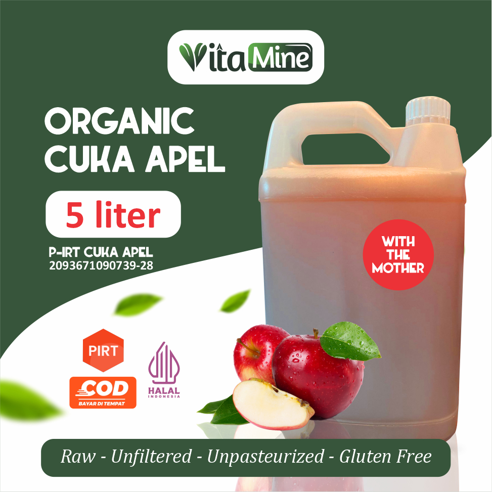 

Vitamine - Cuka Apel 5 Liter - Apple Cider Vinegar Curah | CUKA APEL Organik With The Mother