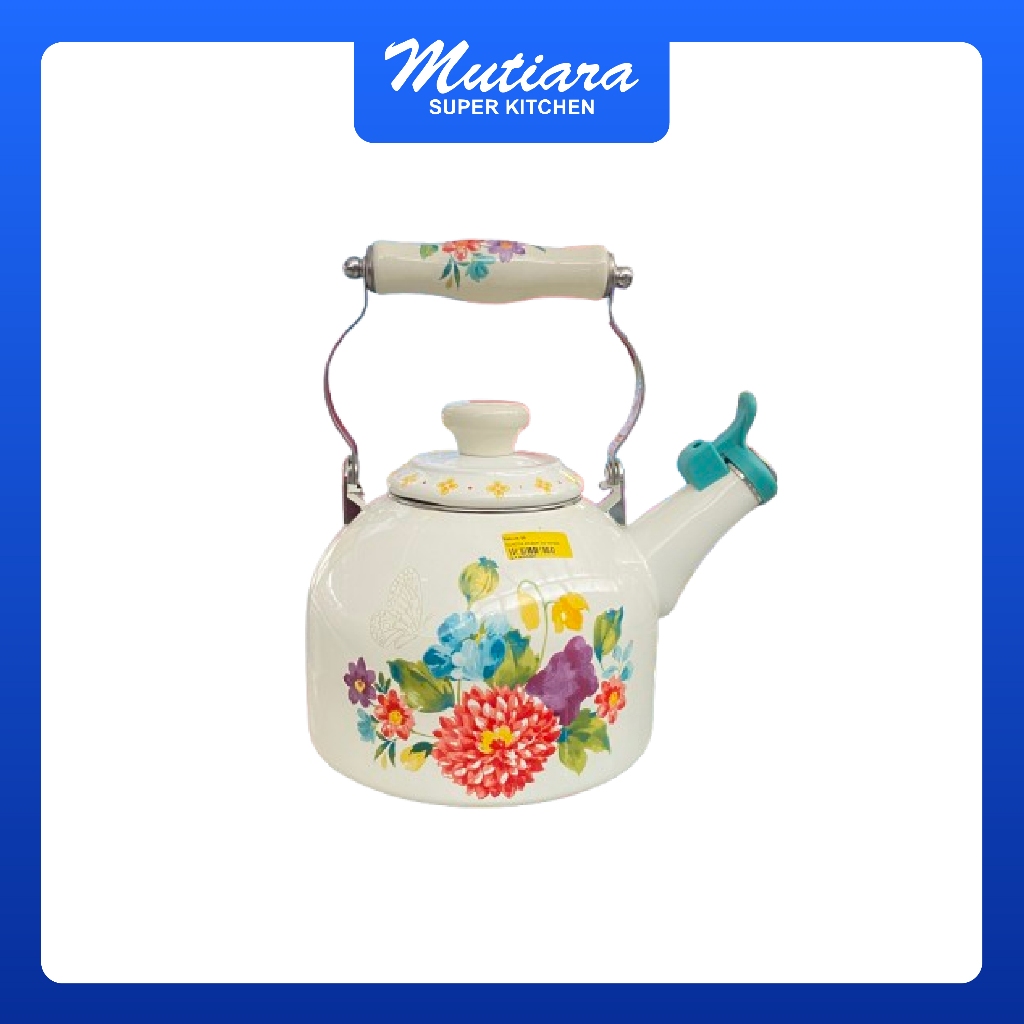 Teko Jadul Enamel Motif Bunga Vintage