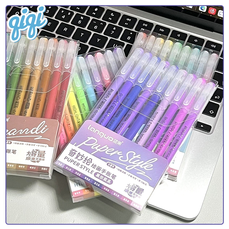 

pulpen warna warni 1 set 9 pcs / Gel pen/pena warna warni / Morandi Gel pen skin color Pulpen Cute Pen - Qiqi Treasure