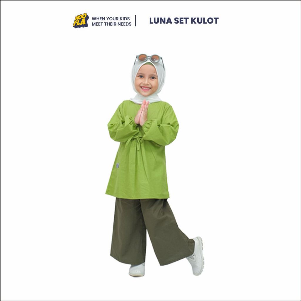 Hoofla Kids LUNA Setelan Blouse Kemeja Kulot Anak Perempuan Muslim 3-12 Tahun