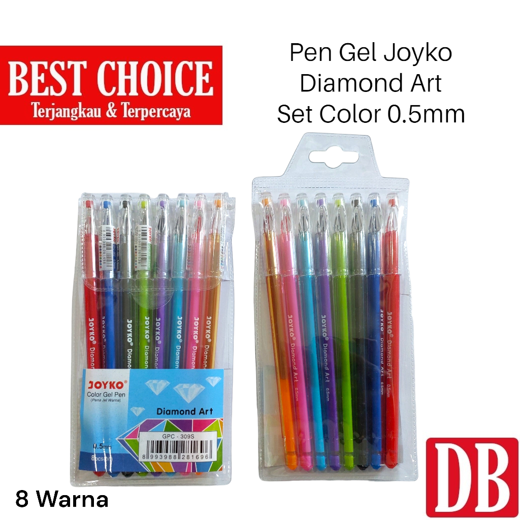 

Color Gel Pen / Pulpen Joyko Diamond Art Set Warna 0.5mm (8 Warna)
