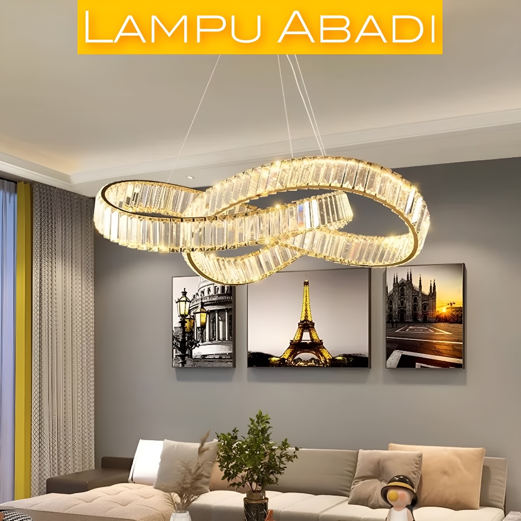 Lampu ABADI Lampu Gantung Hias Kristal Bentuk Spiral Minimalis Lampu Gantung Ruang Tamu Lampu LED