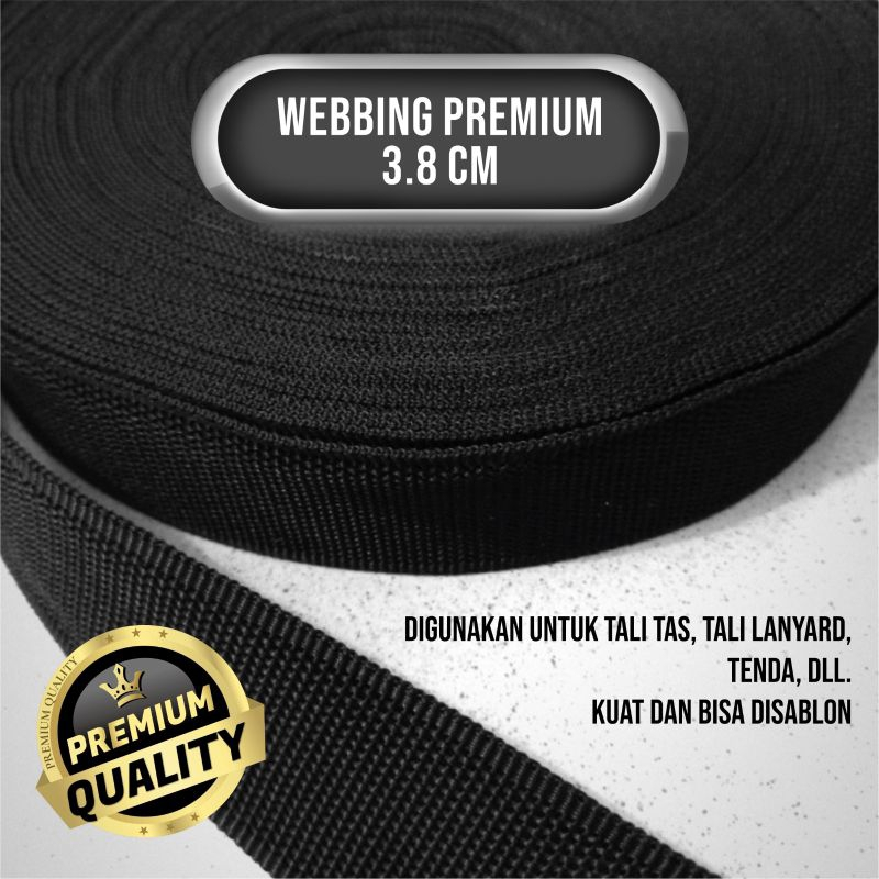 

TALI WEBBING BISBAN PREMIUM UKURAN 3.8 CM PER 1 METER STRAP LABEL TALI