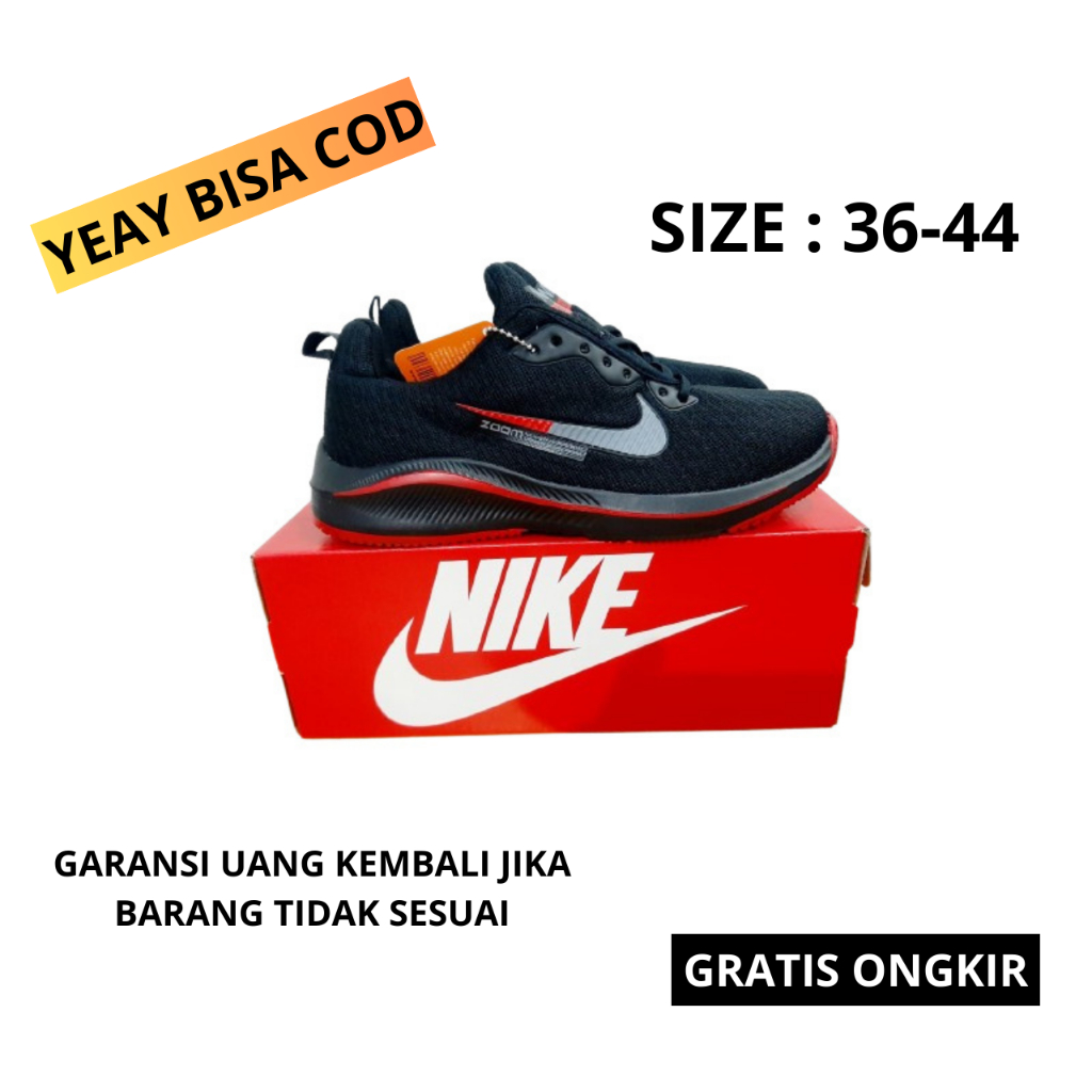 Sepatu Running Pria sepatu Joging Sepatu Sneakers Cowok Hitam Merah Sepatu Olahraga Pria