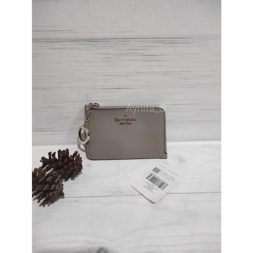 Dompet STNK Kate Spade Darcy Medium L-Zip Taupe Dark Grey Original