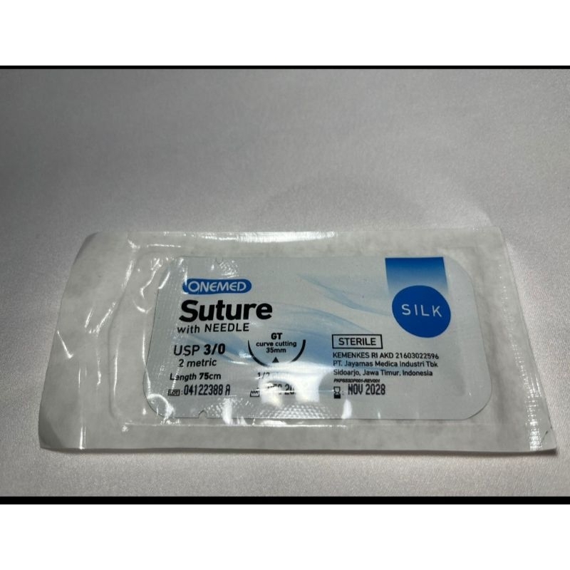 BENANG JAHIT CATGUT SILK+JARUM 3/0 ONEMED
